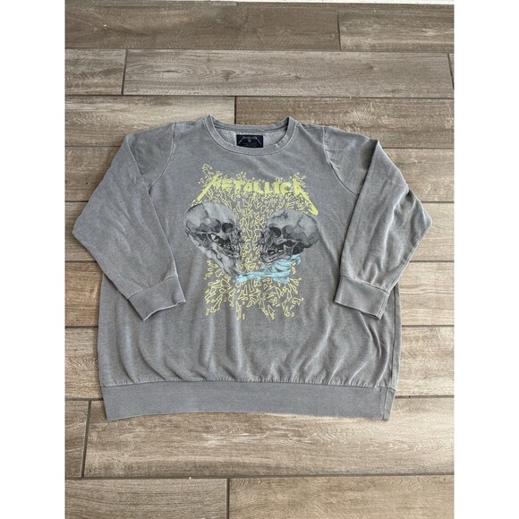Metallica Crew Neck Fleece Sweatshirt Gray Adult 3xl Sad But True Skull Graphic - Picture 1 of 6